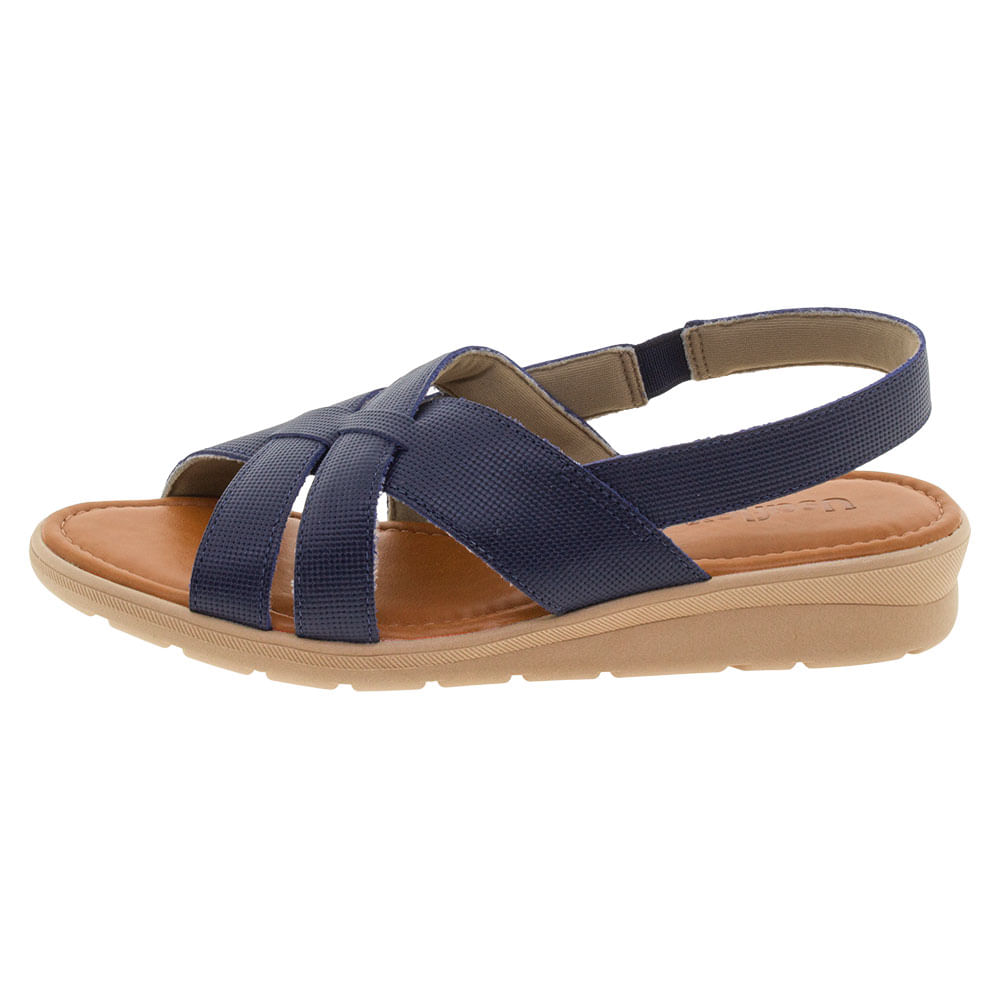 Sandália Feminina Salto Baixo Usaflex Ac2307 Marinho