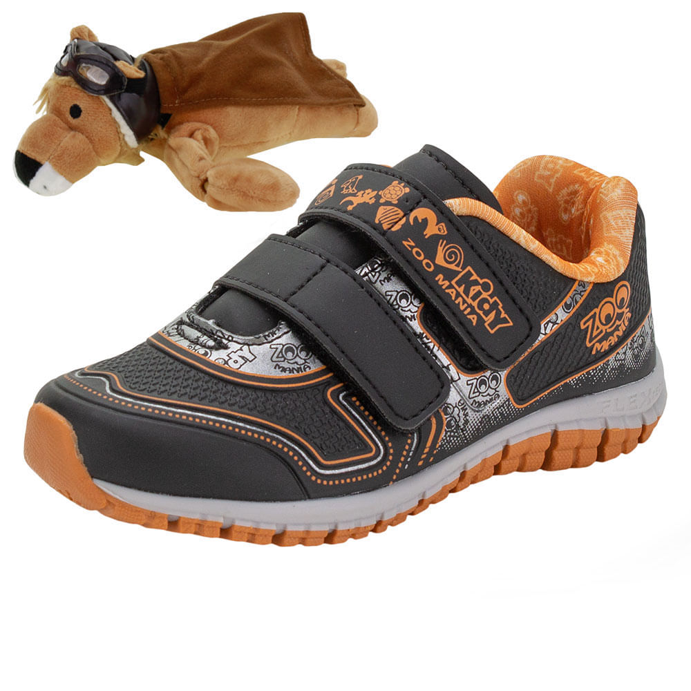 Tênis Infantil Zoo Mania Kidy - 0330006 PRETO/LARANJA | Clovis