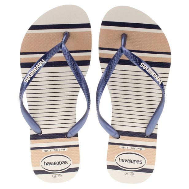 Chinelo Feminino Slim Nautical Havaianas - 4137125 BRANCO/ROYAL 33/34