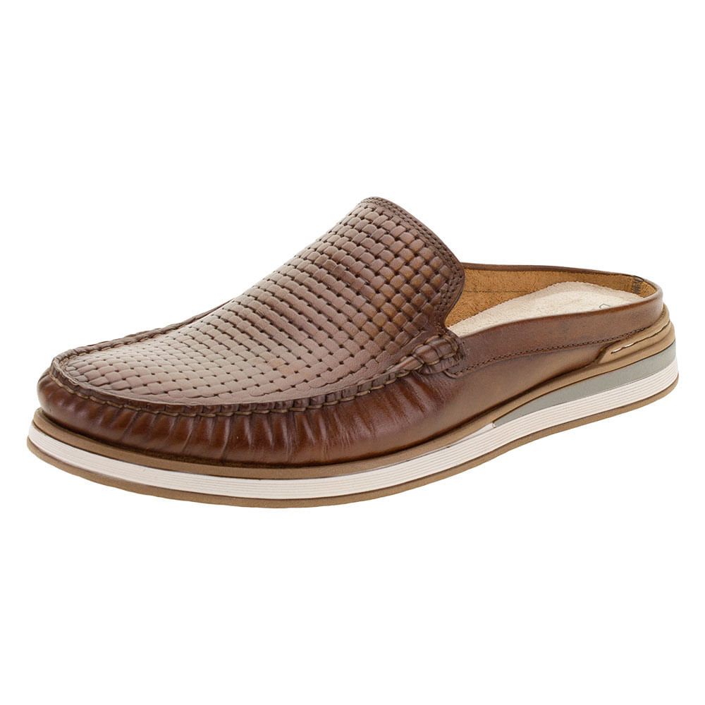 Sapato Masculino Mule Flow Democrata 252107 CAFÉ cloviscalcados