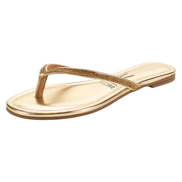 Sandália Feminina Rasteira Vizzano - 6371100 DOURADO - cloviscalcados