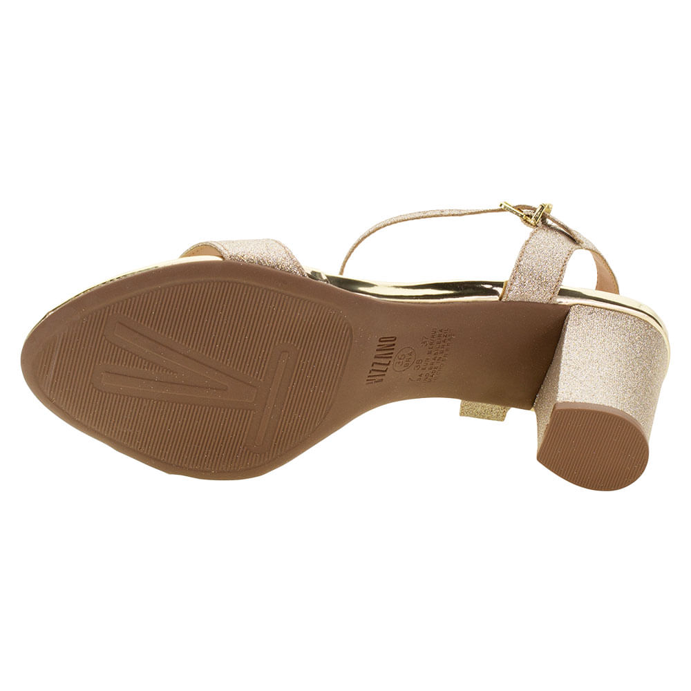 Sandália Feminina Salto Médio Vizzano - 6262474 DOURADO - Cloviscalcados