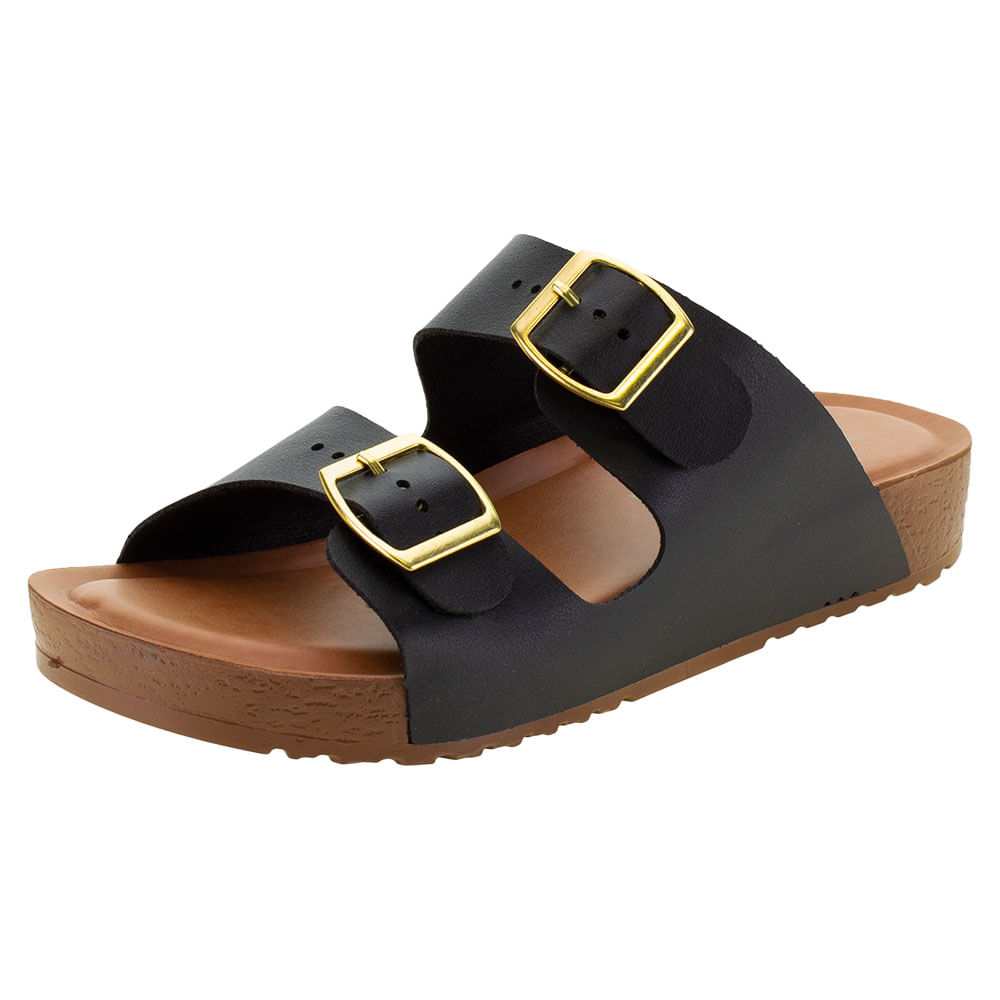Sandália Feminina Rasteira Birken Terra Agua 500200 PRETO 01