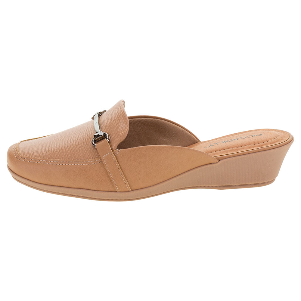 Sapato Feminino Piccadilly Mule Loafer Gisa Anabela Médio Off