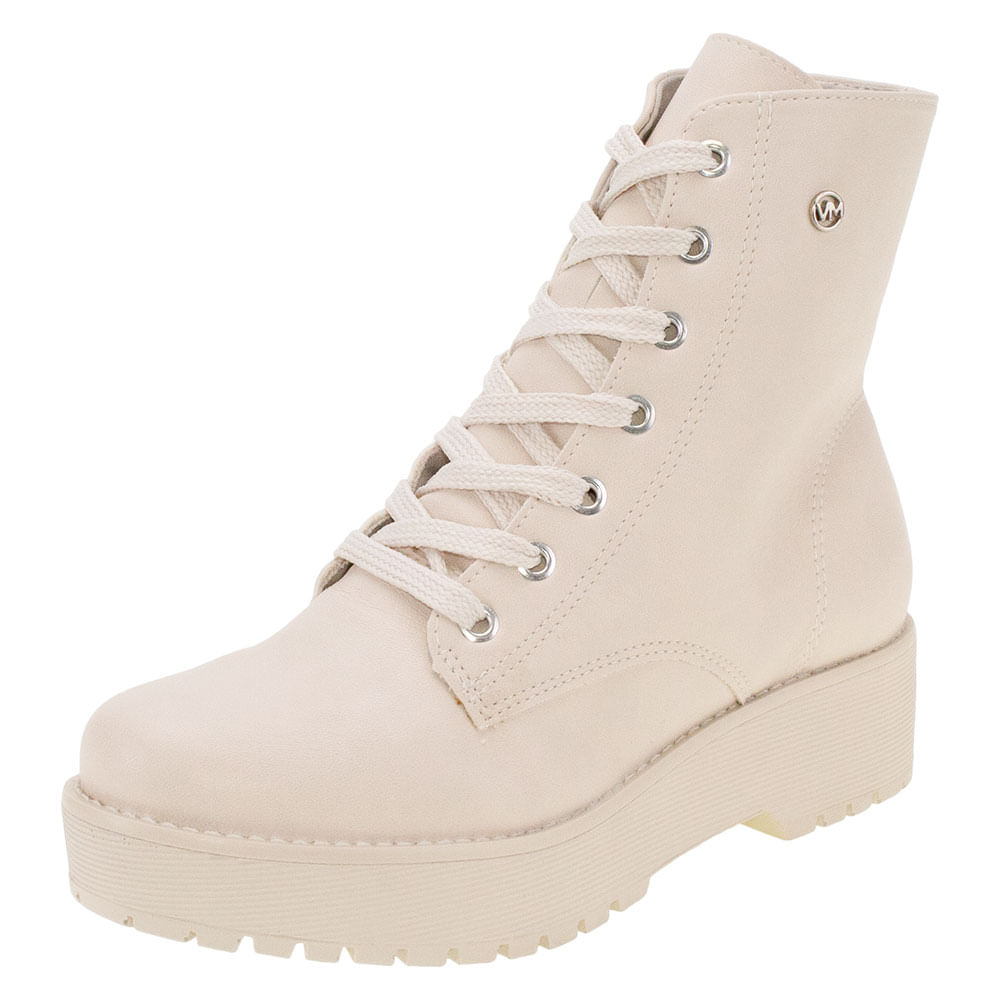 Cano Curto Bota Via Marte Branca Bota Feminina Coturno Via Marte