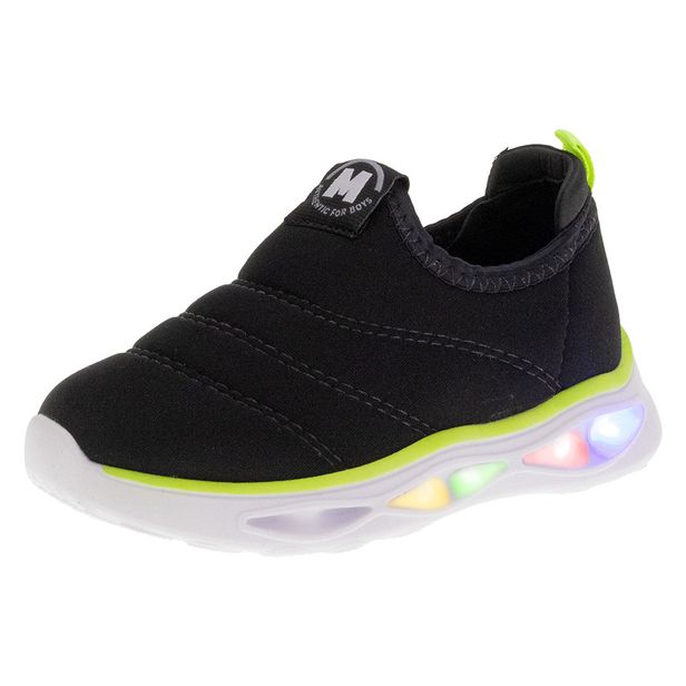 Tênis Infantil Slip On Led Molekinho - 2620103 PRETO/VERDE 21