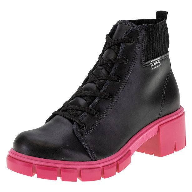 Bota Feminina Coturno Moleca - 5338103 PRETO/ROSA 36