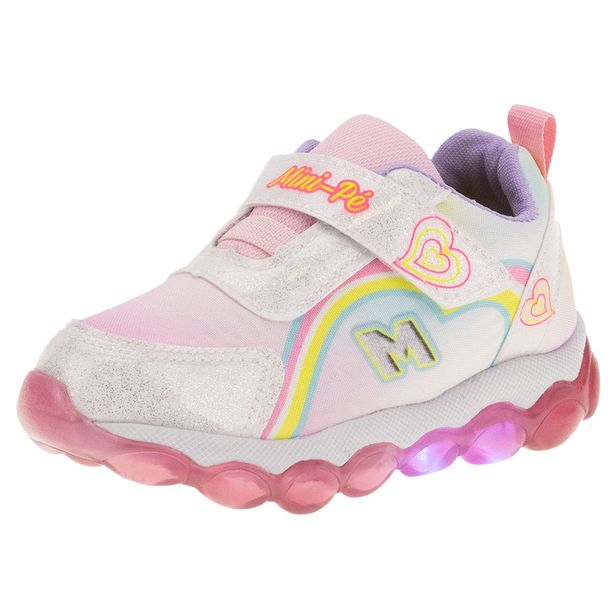Tênis Infantil Led Minipé - MP2208 BRANCO/ROSA 23