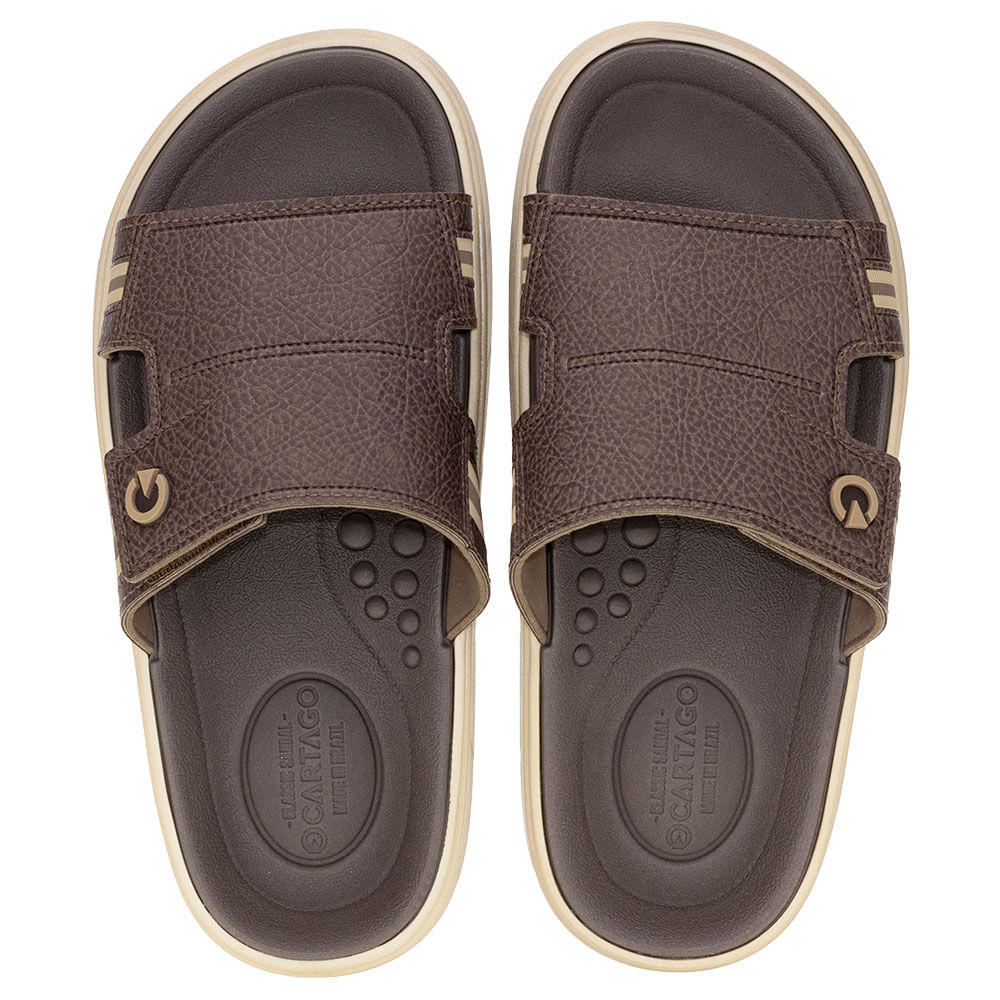 Chinelo Masculino Slide Mônaco Gaspea Cartago 11857 CAFÉ/BEGE