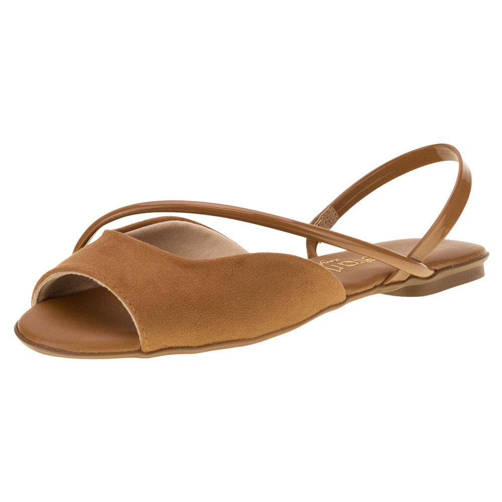 Clovis Calçados SandÃ¡lia Feminina Rasteira Verniz Beira Rio