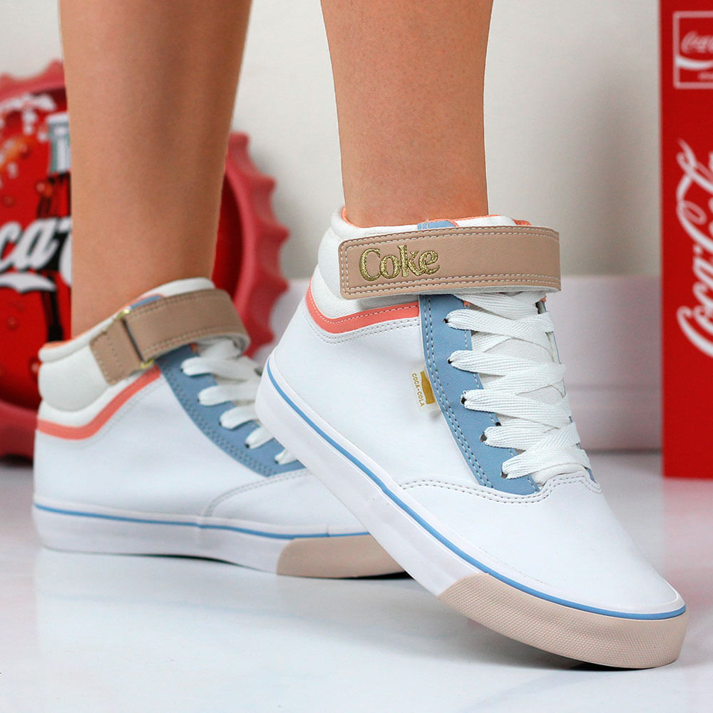 Tenis Da Coca Cola Cano Alto Branco Tênis Cano Tenis Coca Feminino
