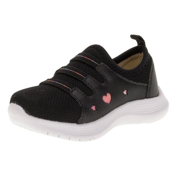 Tênis Infantil Feminino Slip On Lily Kids - 19022 PRETO 20