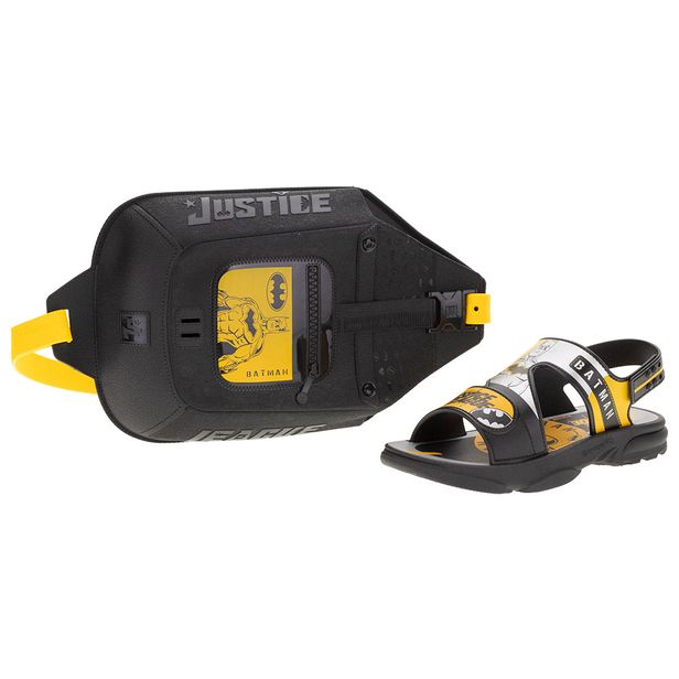 Kit Papete Liga da Justiça + Mochila Sling Bag Grendene Kids - 22759 PRETO 28