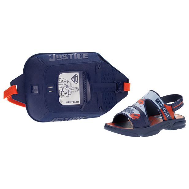 Kit Papete Liga da Justiça + Mochila Sling Bag Grendene Kids - 22759 MARINHO 28