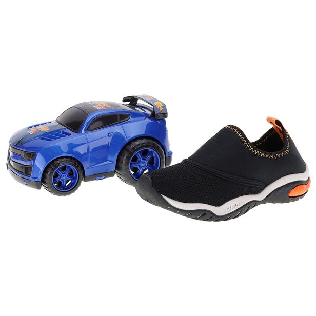 Kit Tênis Infantil Play + Carrinho Kidy - 0070597 PRETO/LARANJA 28