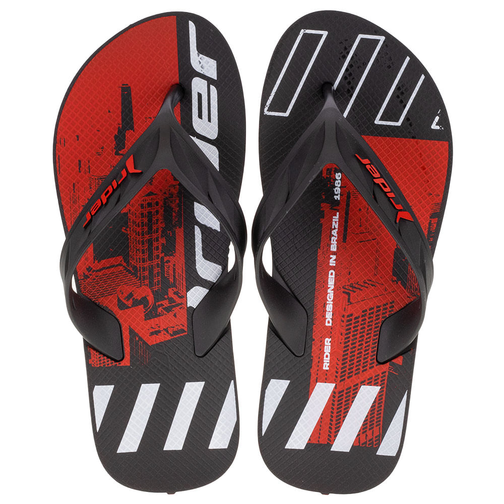 Chinelo Masculino Street City Rider - 12107 PRETO/VERMELHO