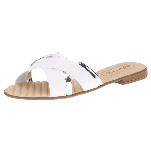 Sandália Feminina Rasteira Beira Rio - 8350240 BRANCO/CINZA 35