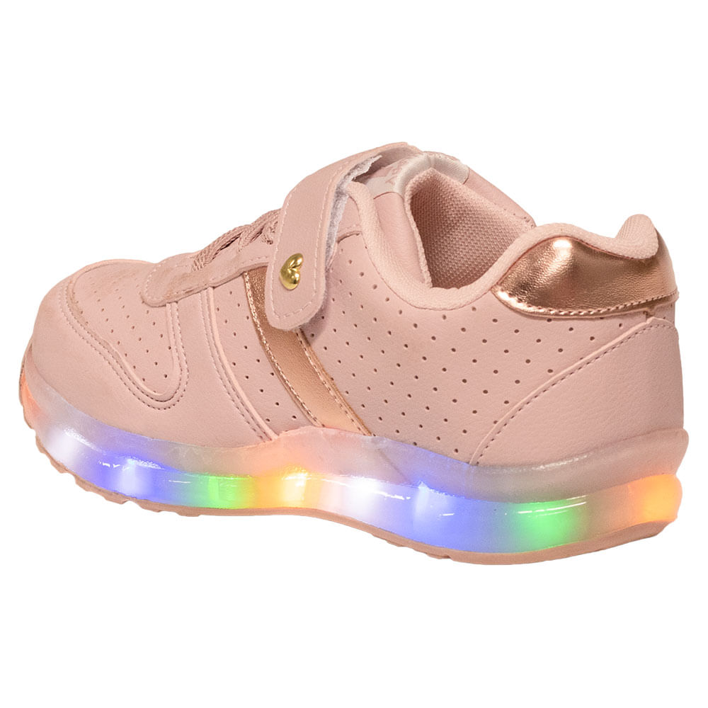 Tênis Infantil Feminino Led Club Happy 22014 ROSA cloviscalcados
