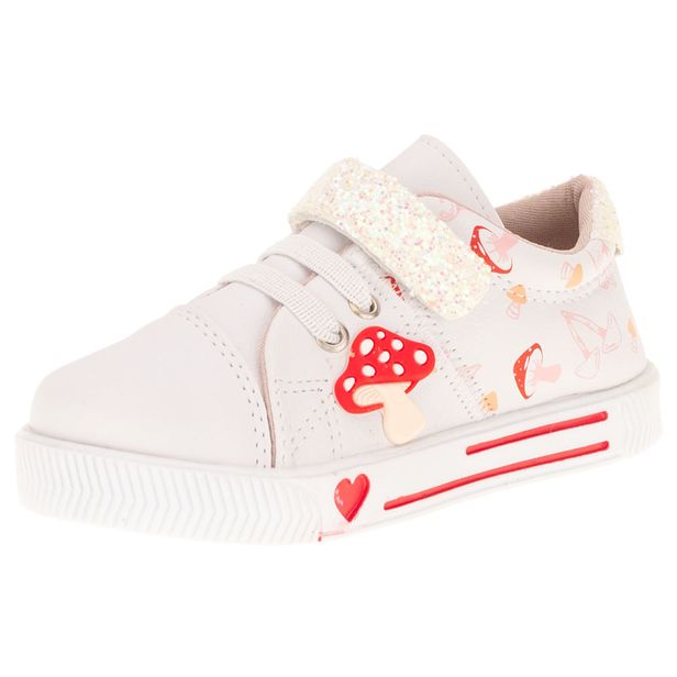 Tênis Infantil Feminino Linda Jú - 15551 BRANCO/VERMELHO 23