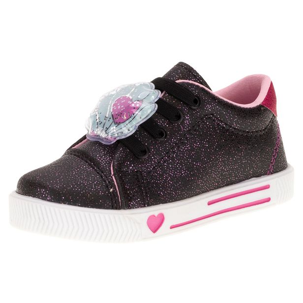 Tênis Infantil Feminino Linda Jú - 15551 PRETO/ROSA 02 22