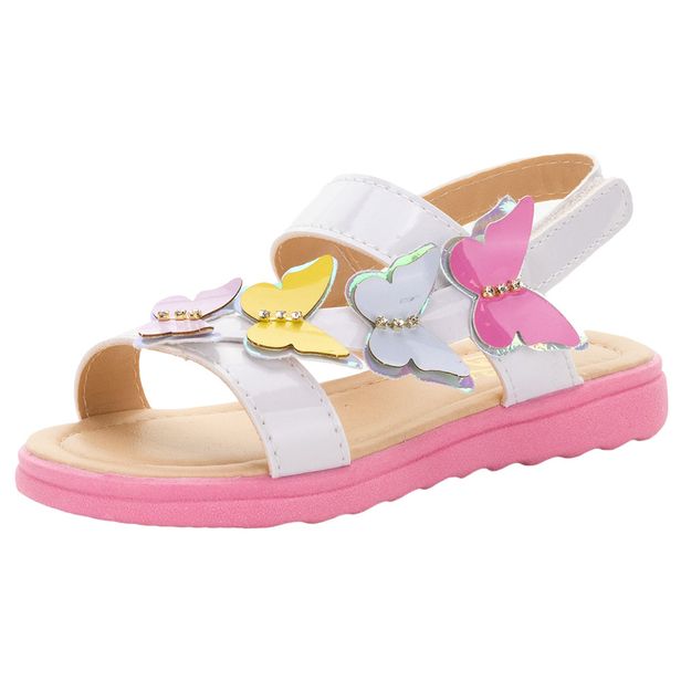 Sandália Infantil Feminina Lily Kids - 10140 BRANCO/ROSA 21