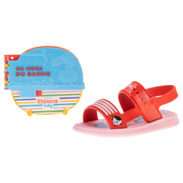 Kit Sandália Turma da Monica + Livro Hora do Banho Grendene Kids - 22716 VERMELHO 19