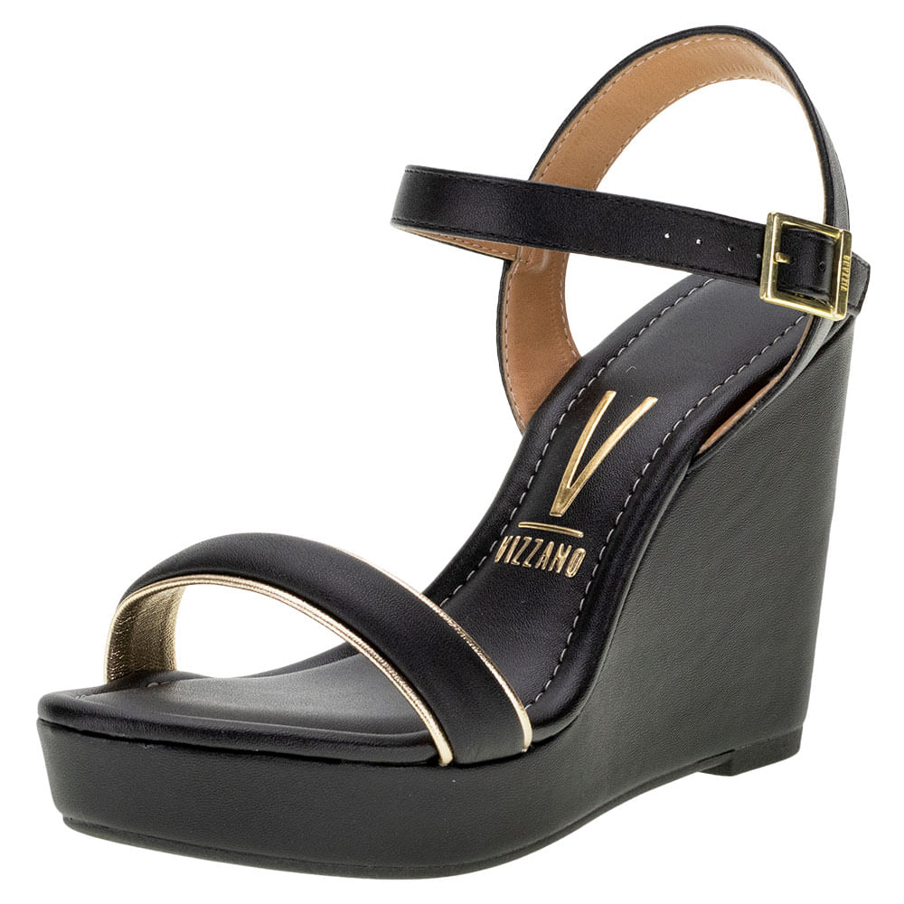 Anabela Preta Sandália Anabela Salto Grosso Sandália Salto Grosso