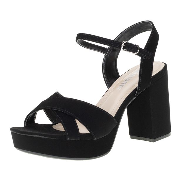 Sandália Feminina Salto Alto Via Marte - 2211501 PRETO/NOBUCK 38