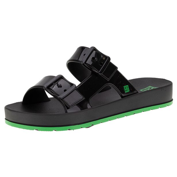 Sandália Feminina Conforto Flash Zaxy - 18646 PRETO/VERDE 35