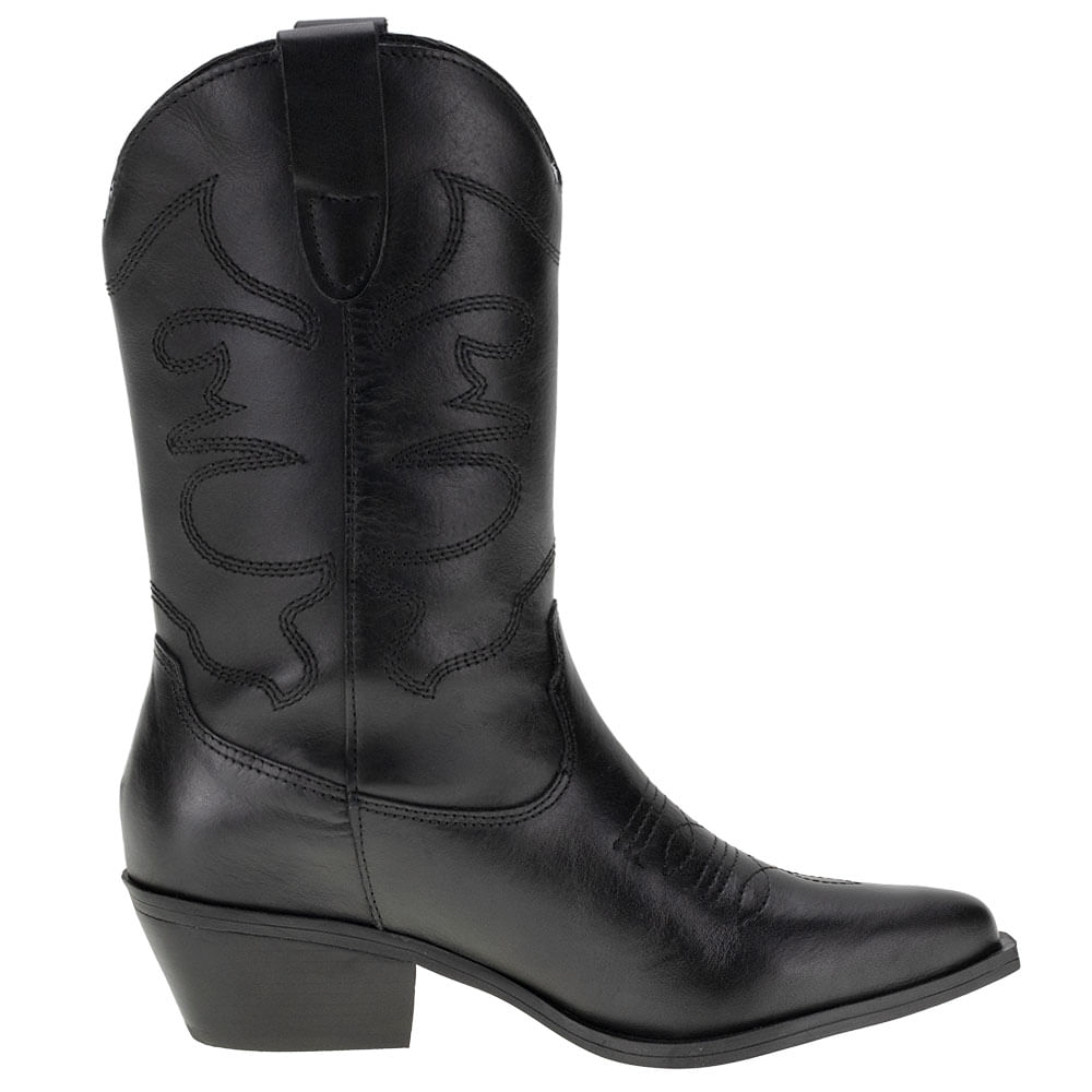 Bota Feminina Country Cano Médio Bottero 346301 PRETO