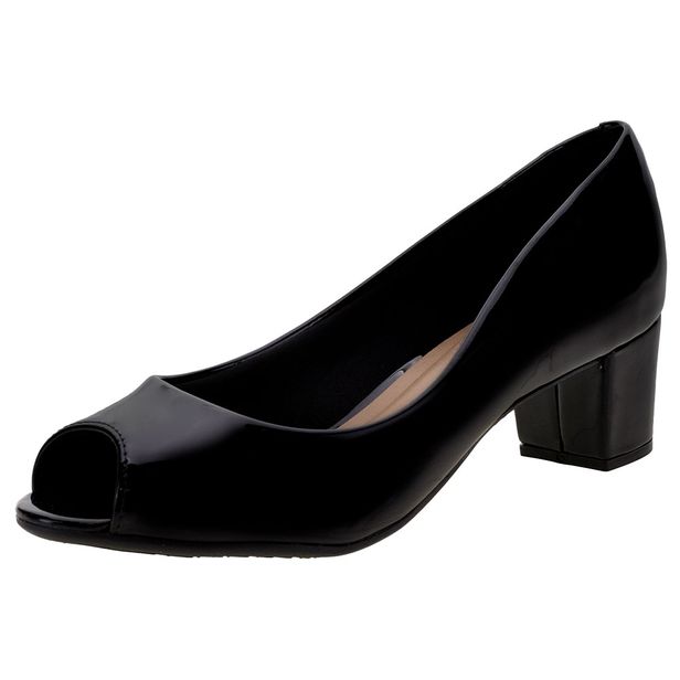 Peep Toe Feminino Salto Baixo Beira Rio - 4777300 VERNIZ/PRETO 34