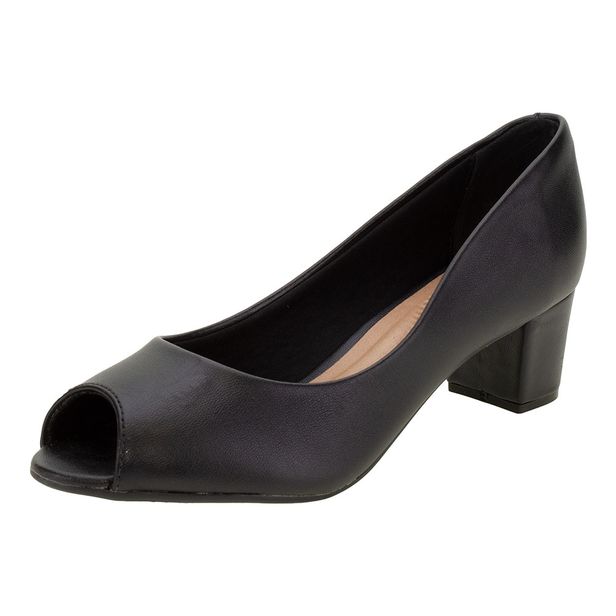 Peep Toe Feminino Salto Baixo Beira Rio - 4777300 PRETO 36