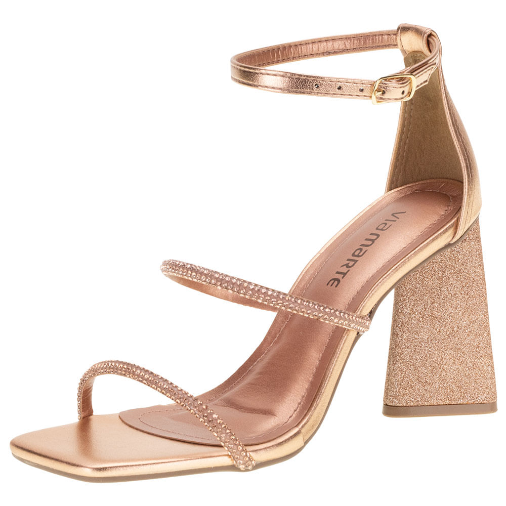 Sandália Feminina Salto Alto Via Marte 2217105 BRONZE