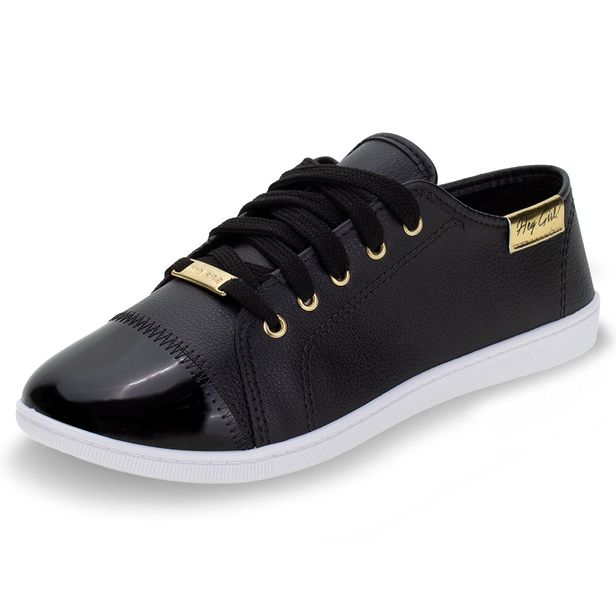 Tênis Feminino Casual Moleca - 5605412 PRETO 34