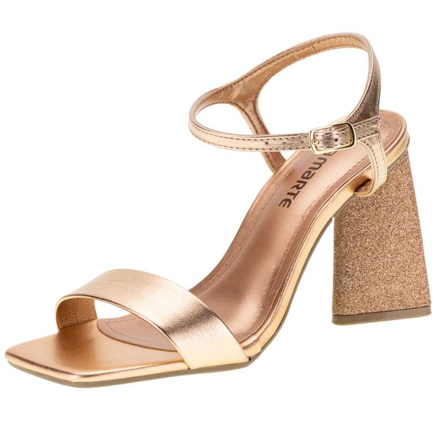 Sandália Feminina Salto Grosso Via Marte - 2217108 BRONZE 34
