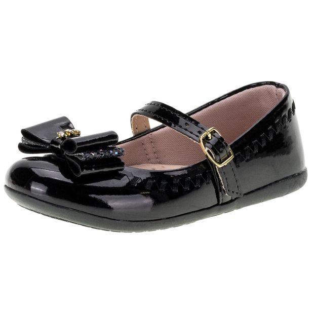 Sapatilha Infantil Feminina Lily Kids - 18117 VERNIZ/PRETO 22