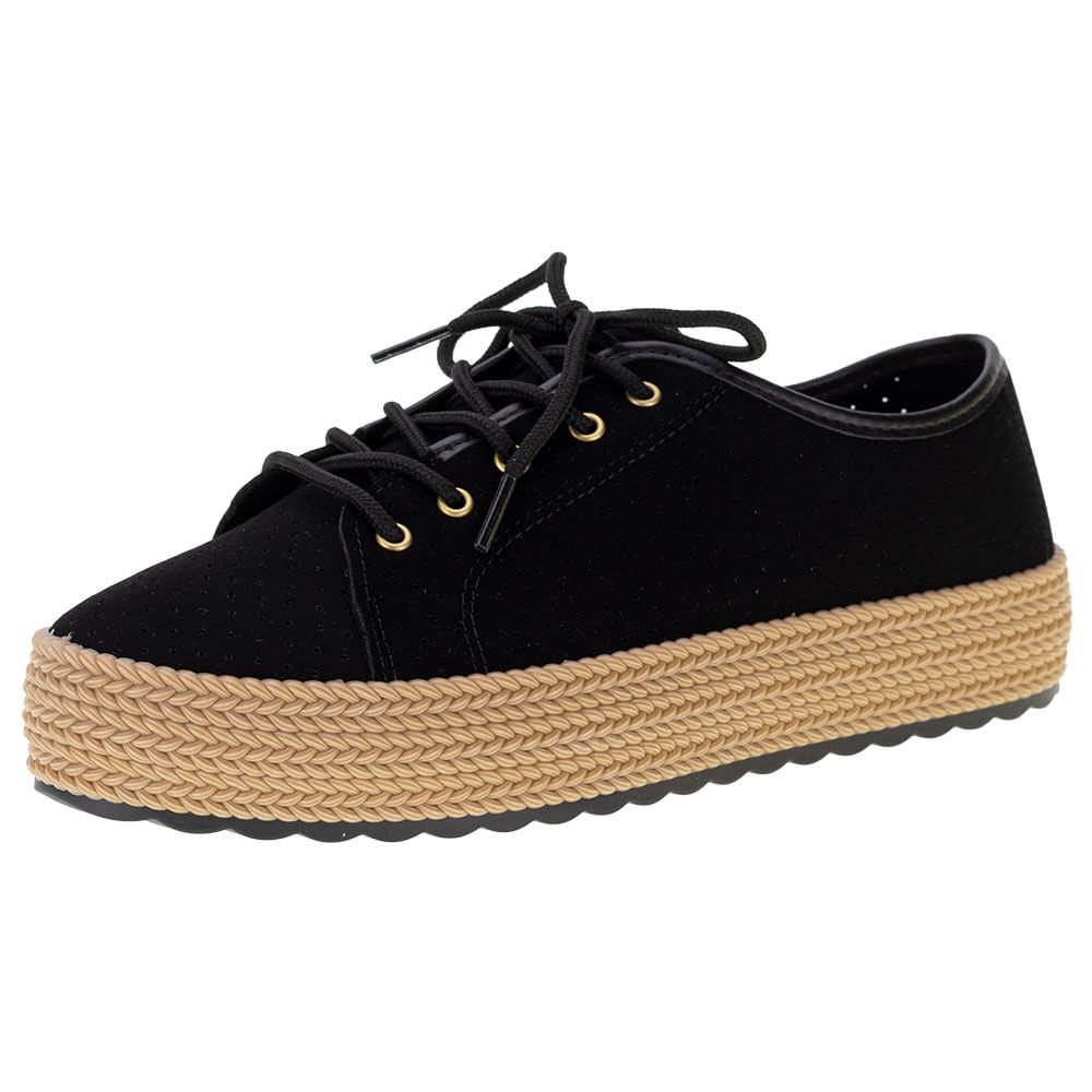 Tenis Slip On Tênis Moleca Tenis Preto Com Brilho Feminino Tênis
