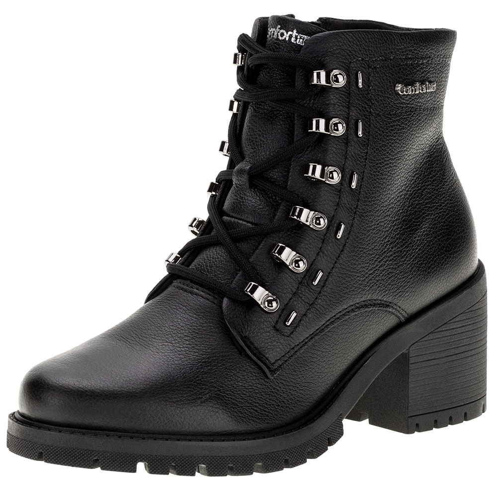Bota Feminina Coturno Comfortflex 2377302 PRETO cloviscalcados