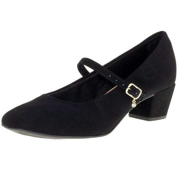 Sapato Feminino Salto Baixo Villa Rosa - 252025024 PRETO/NOBUCK 36