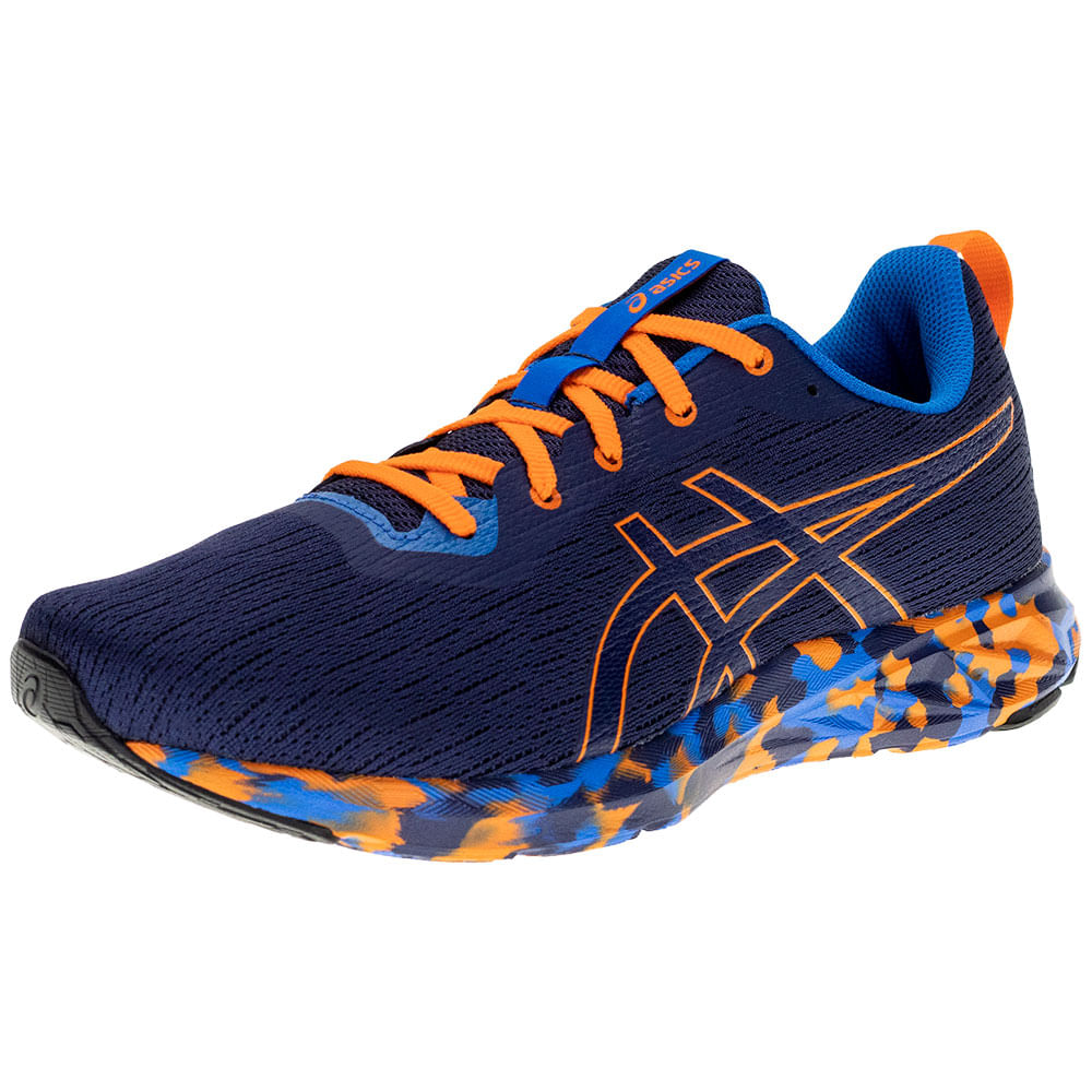 Tenis asics laranja e hot sale azul