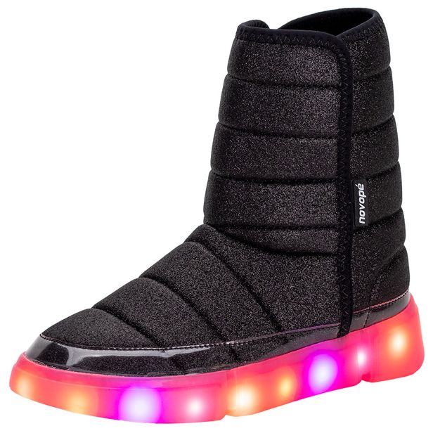 Bota Infantil Feminina Led Novopé - 50001385 PRETO/ROSA 29