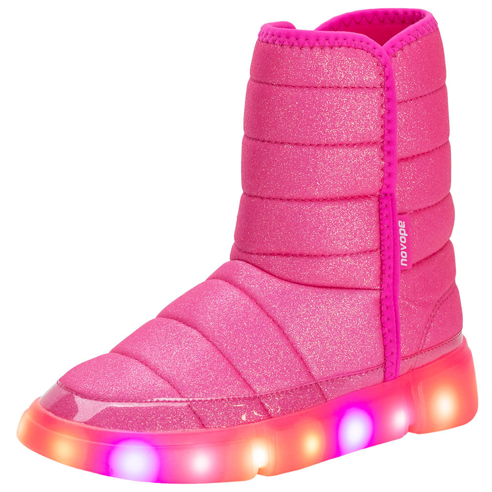 Bota Infantil Feminina Led Novopé 50001385 PINK cloviscalcados