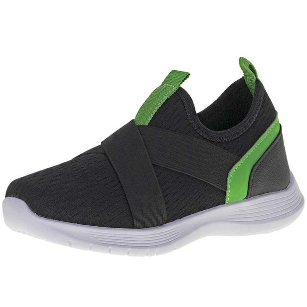 Tênis Infantil Masculino Slip On Ortobaby - 32022 PRETO/VERDE -  cloviscalcados