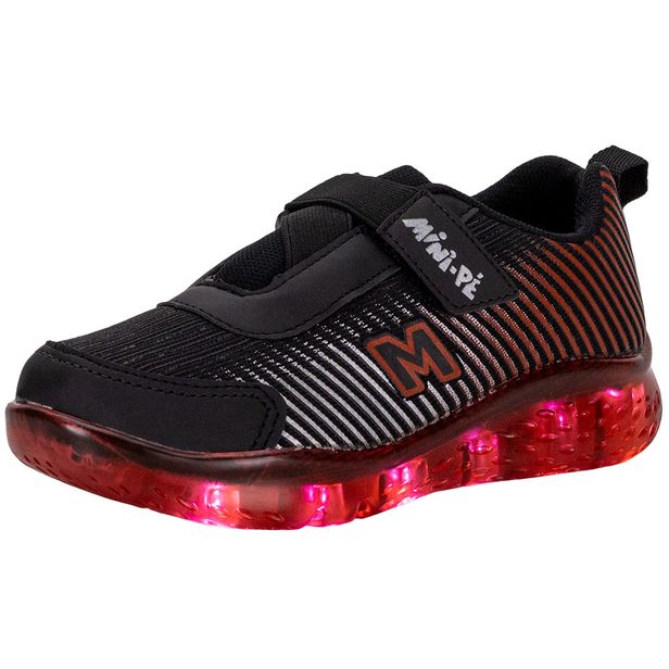 Tênis Infantil Masculino Led Minipé - MP2304 PRETO/VERMELHO 27