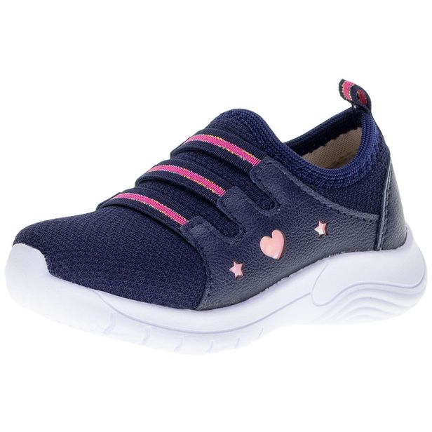 Tênis Infantil Feminino Slip On Lily Kids - 19022 AZUL/ROSA 21