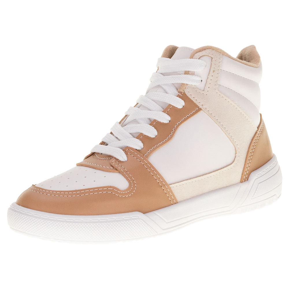 Tênis Feminino Cano Alto Moleca 5771102 BRANCO/BEGE cloviscalcados