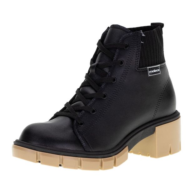 Bota Feminina Coturno Moleca - 5338103 PRETO/BEGE 35