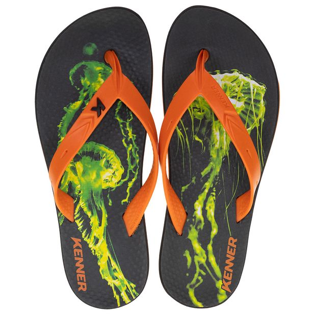 Chinelo Masculino Summer Kenner - DHQ02 PRETO/LARANJA 37