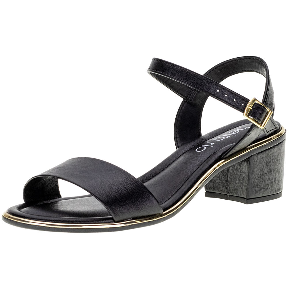 Sandália Feminina Salto Médio Beira Rio 8379203 PRETO