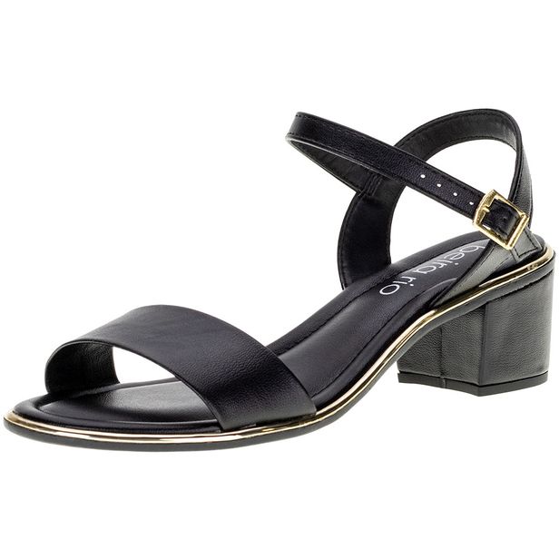 Sandália Feminina Salto Médio Beira Rio - 8379203 PRETO 34